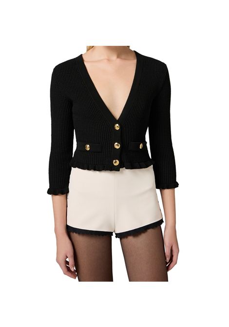 Maglia Elisabetta Franchi donna MK79Q52E2 110 nera cardigan con bottoni oro ELISABETTA FRANCHI | Maglie | MK79Q52E2110